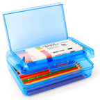 Nuozme Double Layer Large Capacity Pencil Box,Plastic Translucent Pencil Box, Hard Pencil Cases With Snap-Tight Lid For Pens, Pe