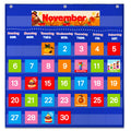 Vnom Blue Calendar Pocket Chart For Classroom,School Pocket Calendar For Kids Learning For Home,Pre-K Homeschool Daycare Classro