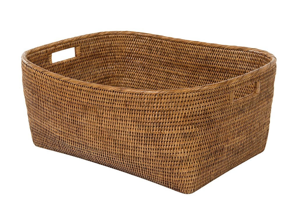 KOUBOO Rattan Storage Basket with Handles, Woven Baskets for Toy Organizers, Closet & Bathroom Storage Basket for Shelves, Cute 