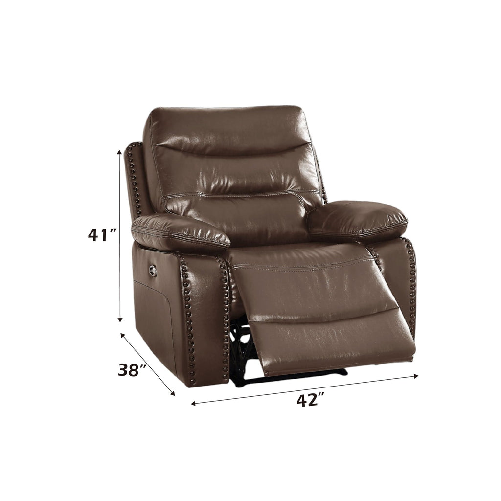 Aashi Recliner (Power Motion) in Brown Leather-Gel Match