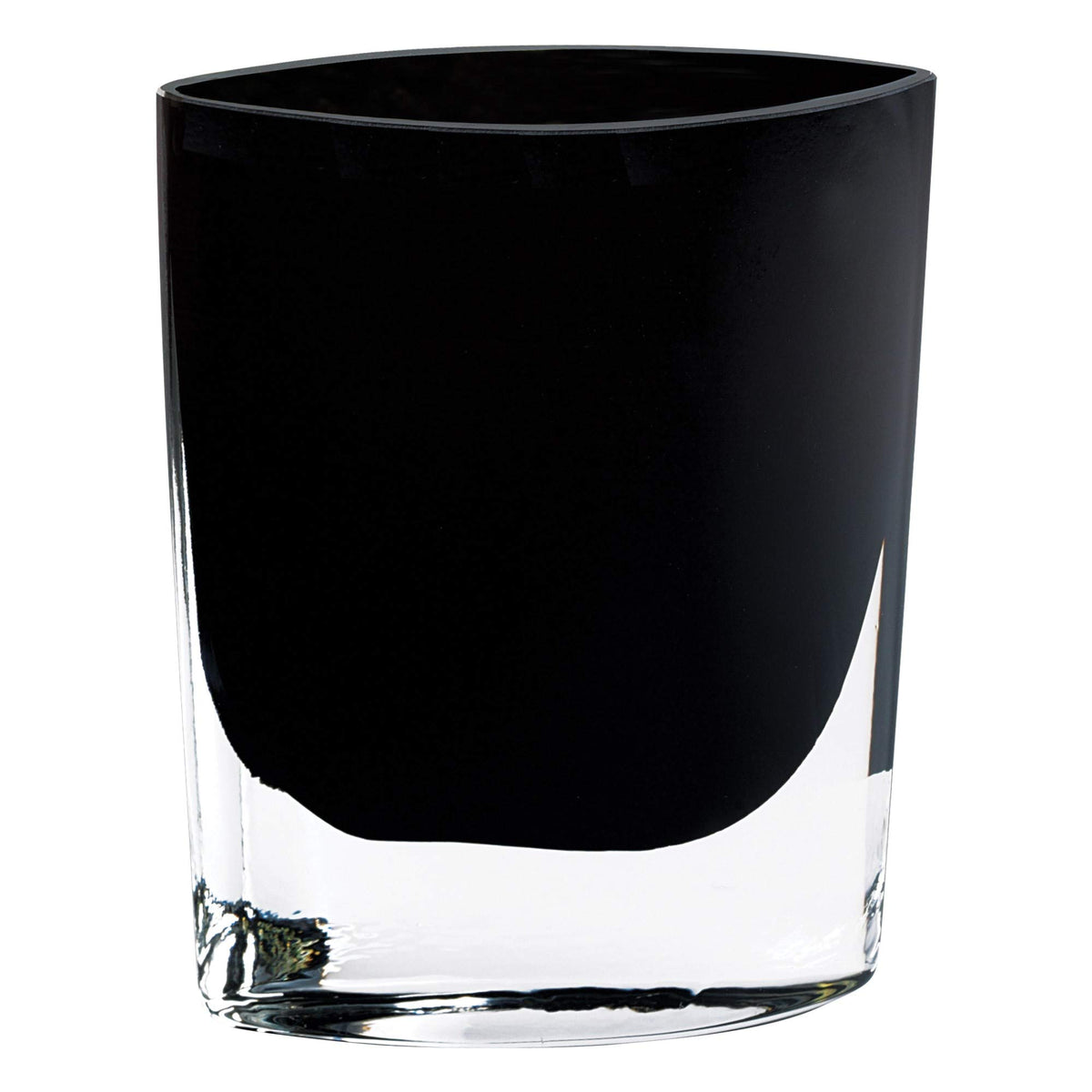 HomeRoots 8 Mouth Blown Crystal European Made Jet Black Pocket Shaped Vase