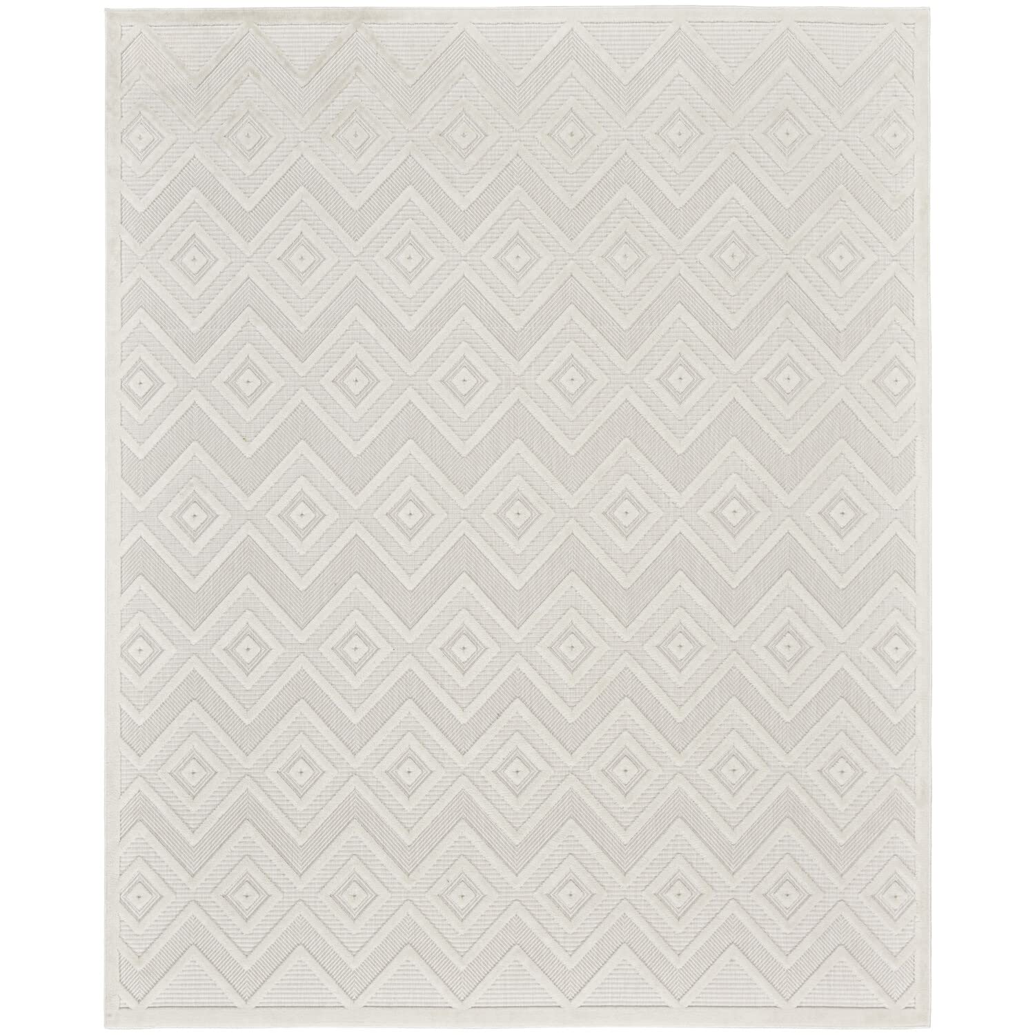 Nourison Versatile Indoor/Outdoor Ivory White 12' X 15' Area Rug, Easy Cleaning, Non Shedding, Bed Room, Living Room, Dining Roo