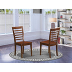 East West Furniture MLC-MAH-W Milan Kitchen Dining Chairs - Ladder Back Solid Wood Seat Chairs, Set of 2, Mahogany