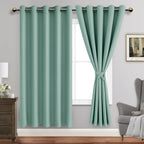 Jiuzhen Light Sage Blackout Curtains With Tiebacks Thermal Insulated, Light Blocking And Noise Reducing Grommet Curtains For And Living Room, Set Of 2 Window Curtain Panels, 60 X 63 Inch Length