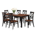 East West Furniture QUIN7-BLK-W 7 Piece Kitchen Table & Chairs Set Consist of a Rectangle Dining Room Table with Butterfly Leaf and 6 Dining Chairs, 40x78 Inch, Black & Cherry
