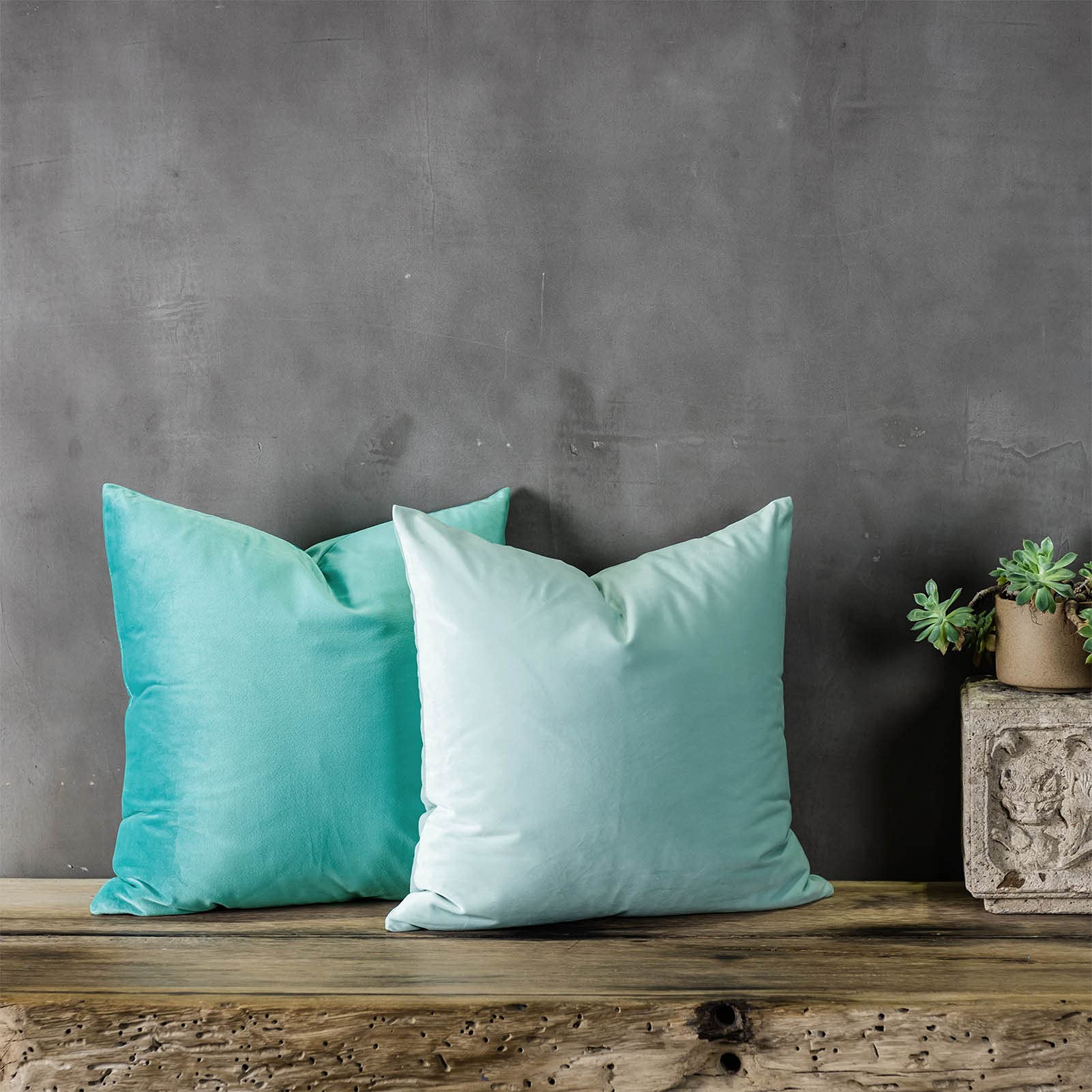Quafoo Decorative Velvet Throw Pillow Covers For Couch Sofa Bedroom,Soft Square Pillow Cases Set Of 2,14X14 Inch,Turquoise