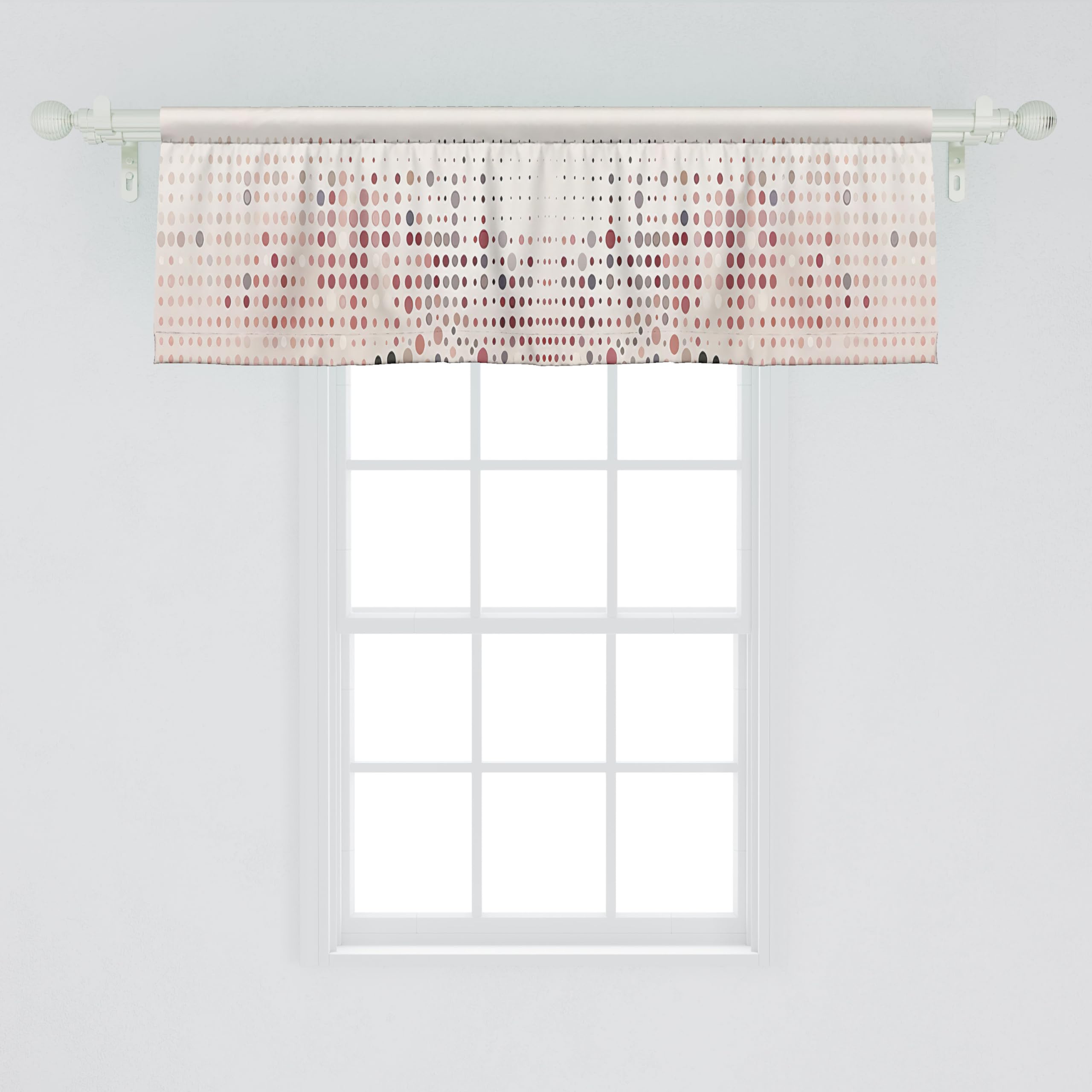 Ambesonne Polka Dot Window Valance Pack Of 2, Surreal Composition Of Dreamy Spots Art Modern Pastel Abstract Rounds, Rod Pocket Curtain Valances Kitchen Bedroom, 54' X 18',Blush Lilac And Eggshell