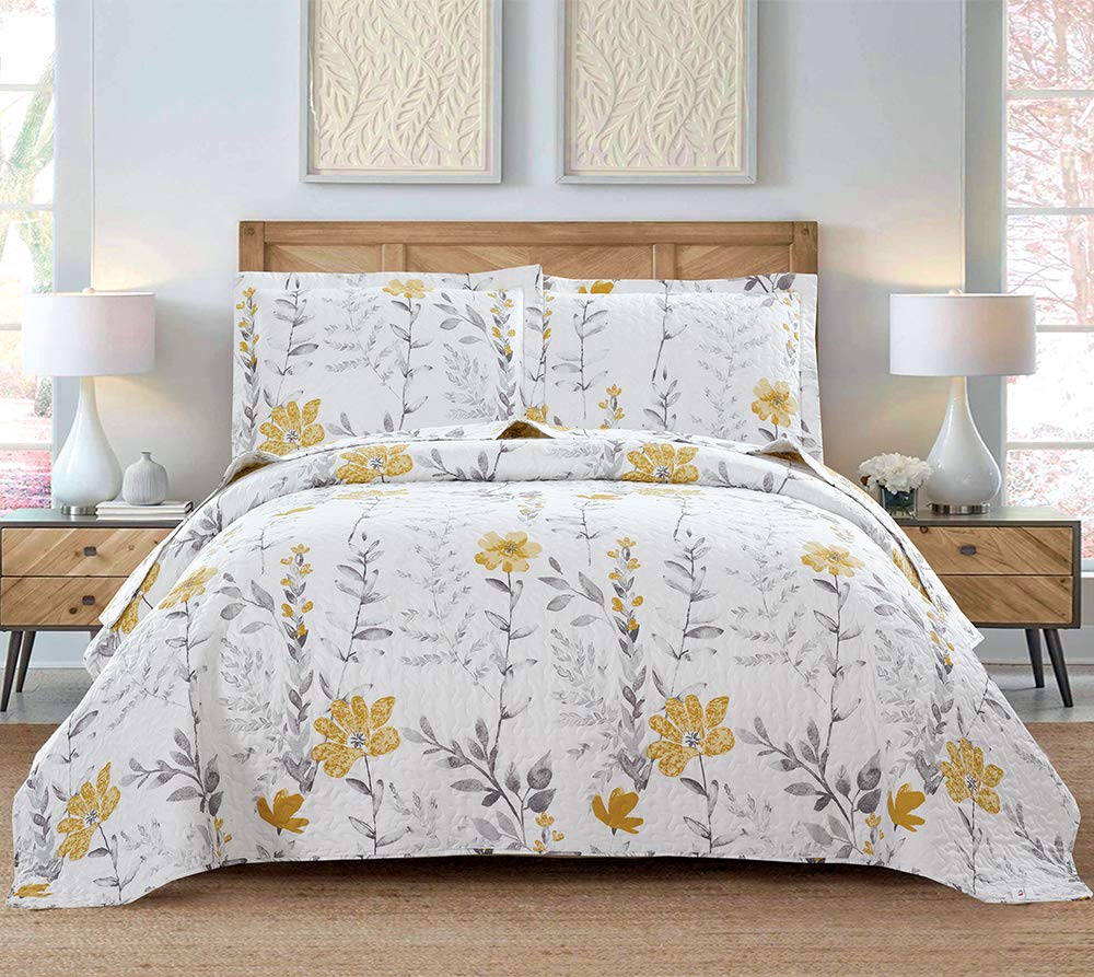 Quilt Set Queen Floral Bedspread Coverlet Queen Floral Quilts Bedding Spring Summer Lightweight Quilts Bedspread Reversible Bedd