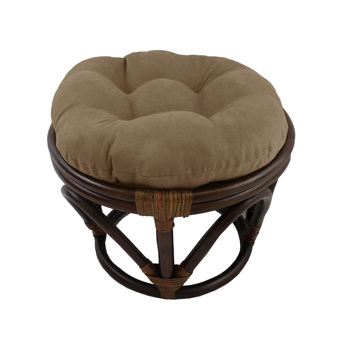 Blazing Needles Solid Microsuede Tufted Round Footstool Cushion, 18&quot;, Java