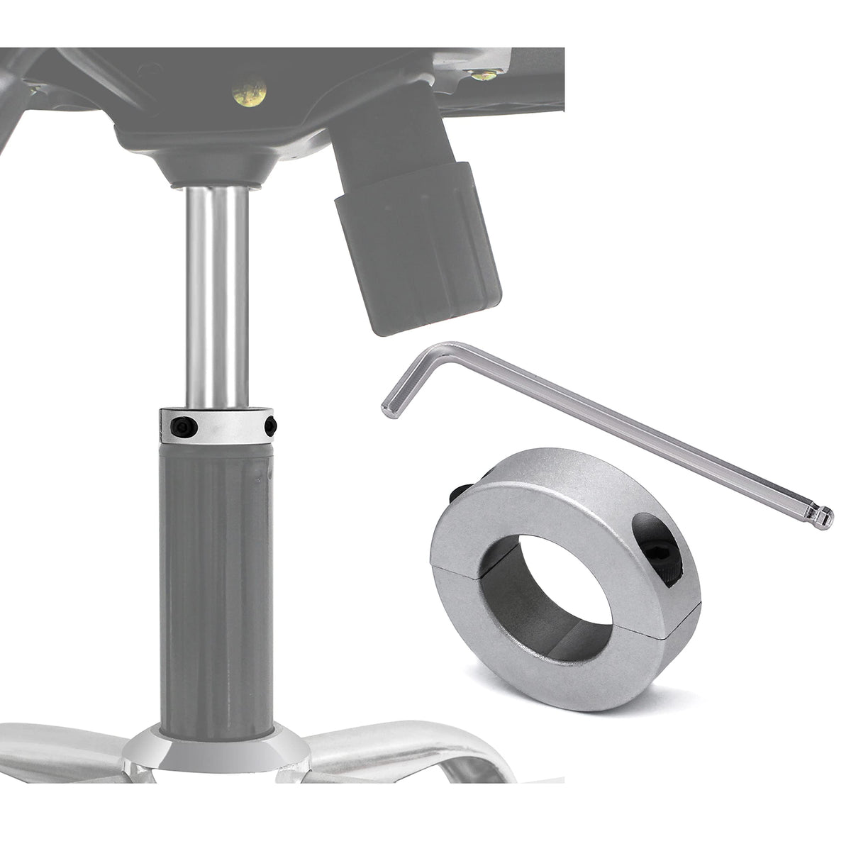 Spidfee Fix Sinking Office Chair Saver, Adjustable Height Chair Repair, Stainless Steel, Silver