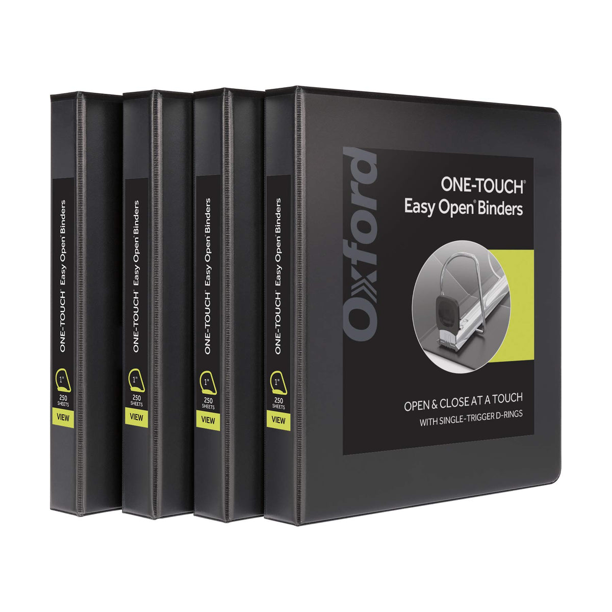 Oxford 3 Ring Binders, 1 Inch One-Touch Easy Open D Rings, Durable Binders For School And Office, Clearvue, Xtralife Hinge, Non-