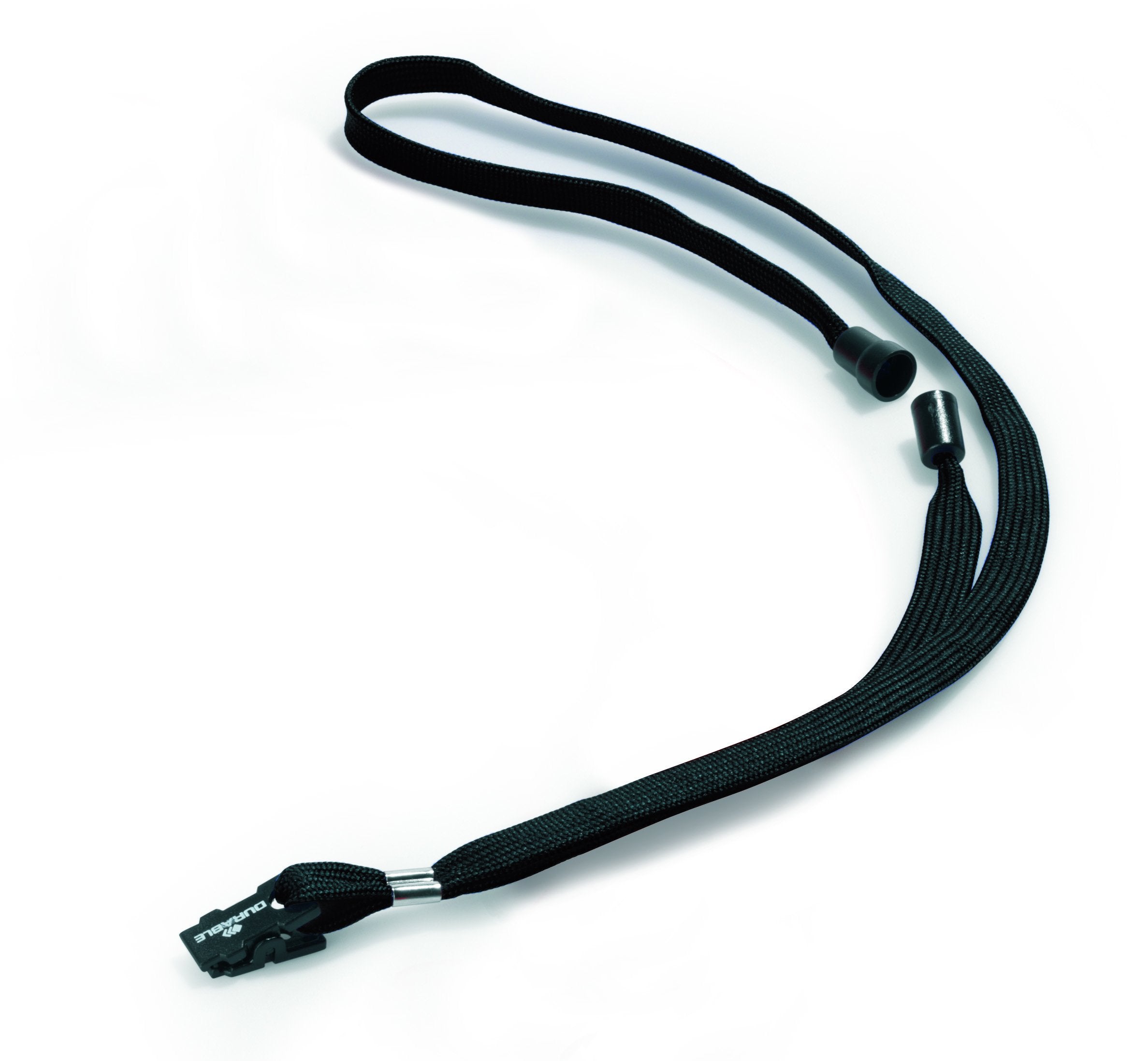 Durable Textile Lanyard with Safety Release, 17, Black, Pack of 10 (811901)