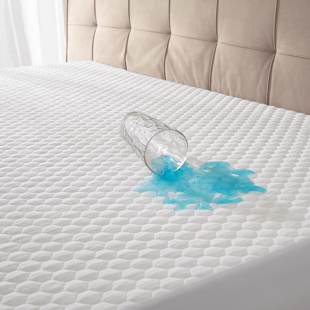 Ohgeni Waterproof Mattress Protector, Queen Size, Fitted Sheet With Stretchable Pockets, Deep Sleep Noiseless Soft. Breathable C