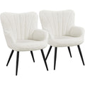 Yaheetech Boucle Accent Chair, Modern Fuzzy Sherpa Armchair, Upholstered Vanity Chair with High Back and Mental Legs for Living 