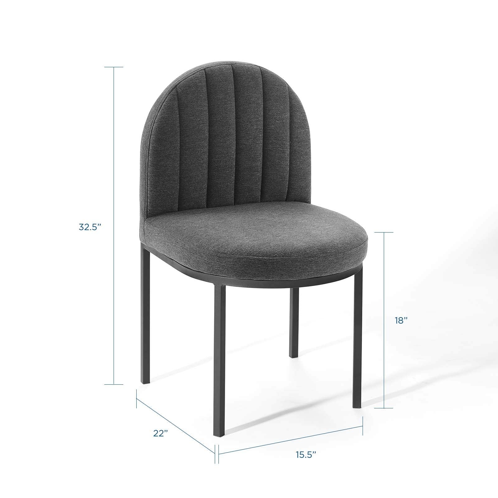 Modway Isla Channel Tufted Upholstered Fabric Dining Side Chair, Black Charcoal