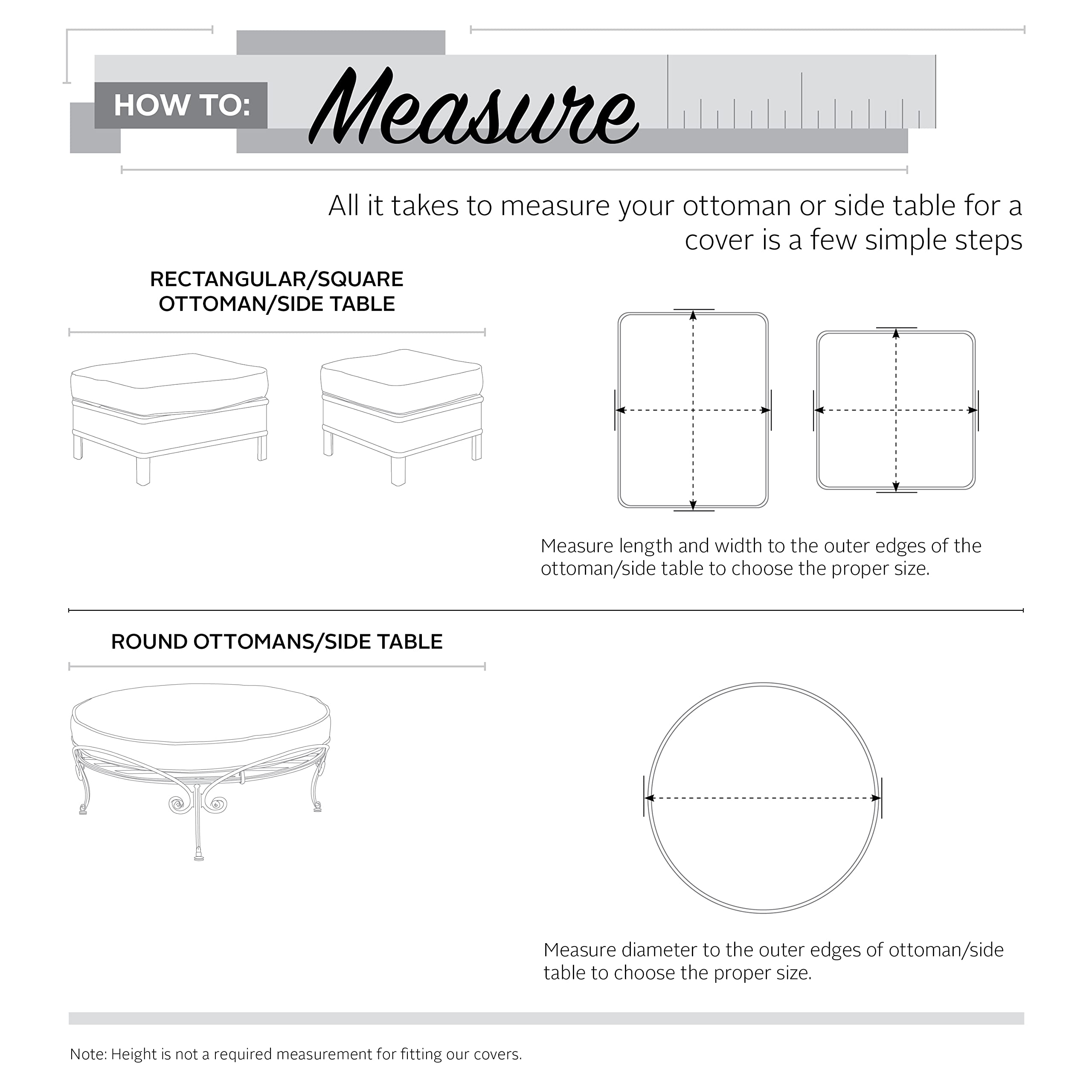 Classic Accessories Veranda Water-Resistant 26 Inch Square Patio Ottoman/Side Table Cover, Outdoor Table Cover