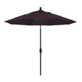 California Umbrella 9 Round Aluminum Market Umbrella, Crank Lift, Collar Tilt, Black Pole, Pacifica Purple