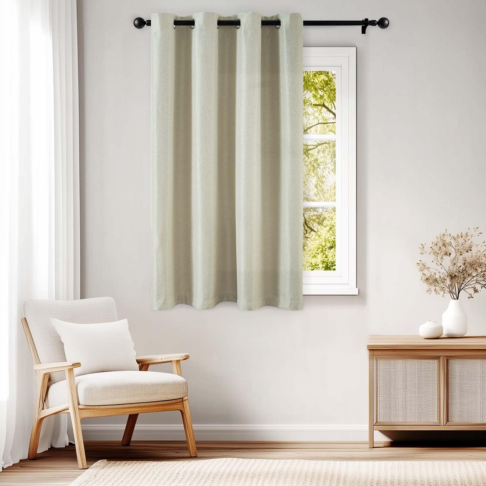 Jinchan Linen Textured Curtain 63 Inch Length For Living Room Room Darkening Light Filtering Thermal Insulated Grommet Top Window Drape For Bedroom 52X63 Stone White 1 Panel