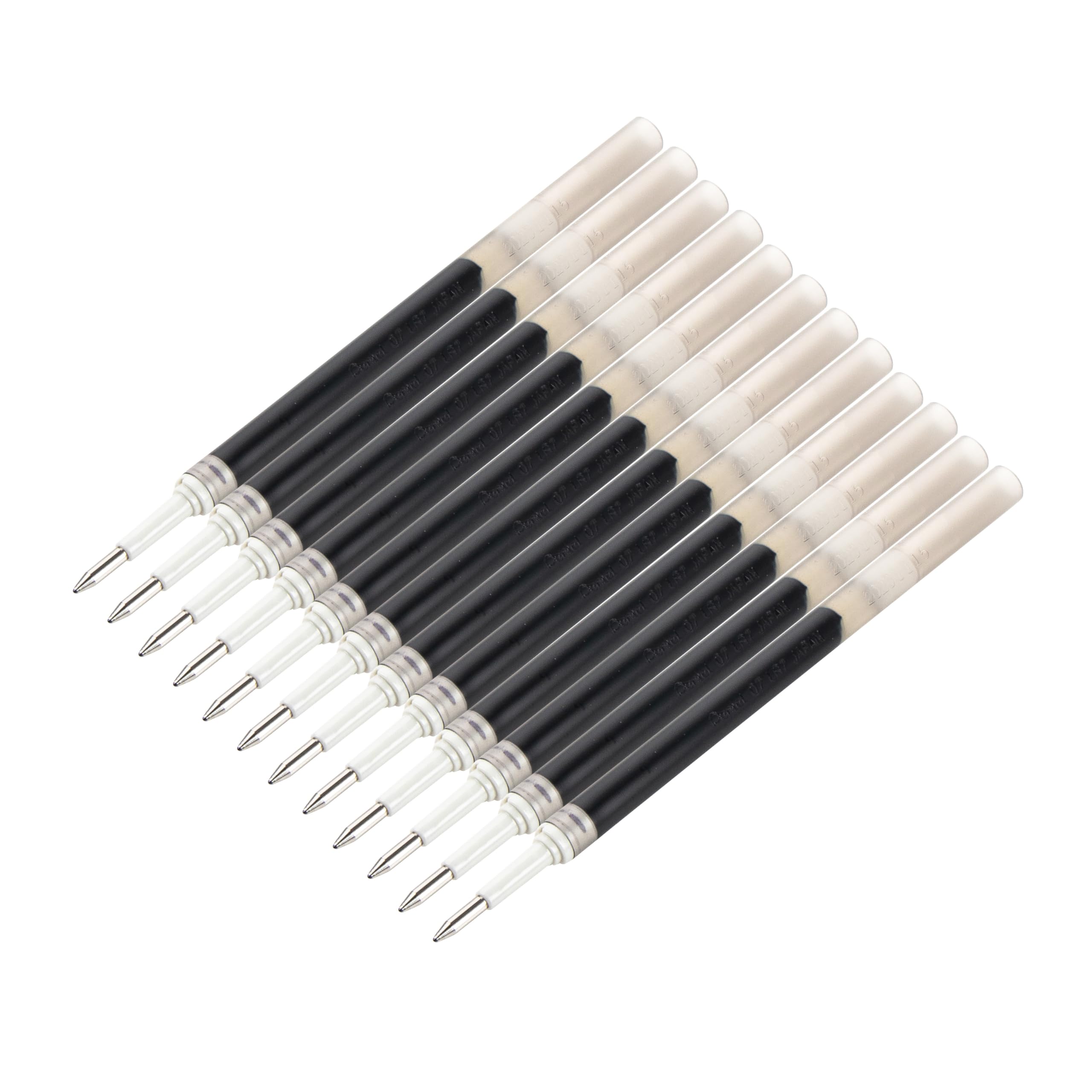 Pentel Refill Ink For Energel Liquid Gel Pen, (0.7Mm), Medium Line, Charcoal Black Ink, Box Of 12 Refills (Lr7-Na)