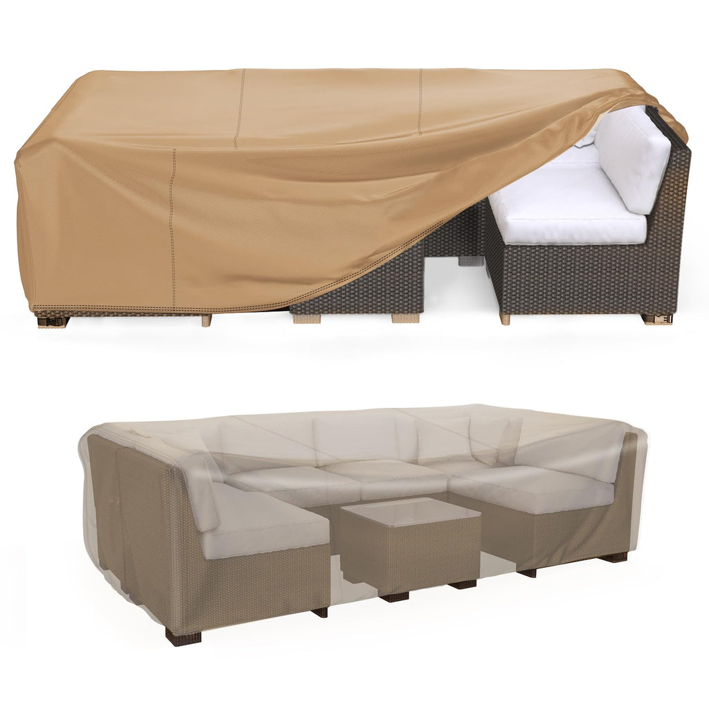 Mrrihand Heavy Duty Patio Furniture Covers, Outdoor Furniture Covers Waterproof Sectional Sofa Set , Patio Table And Chair Set Cover 62'L×42'W×28'H,Brown