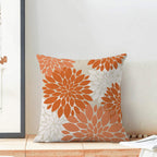 Cxmeifly Fall Burnt Orange Outdoor Pillow Covers 18X18 Inch Set Of 2 Coral White Dahlia Floral Decor Throw Pillows Modern Geomet