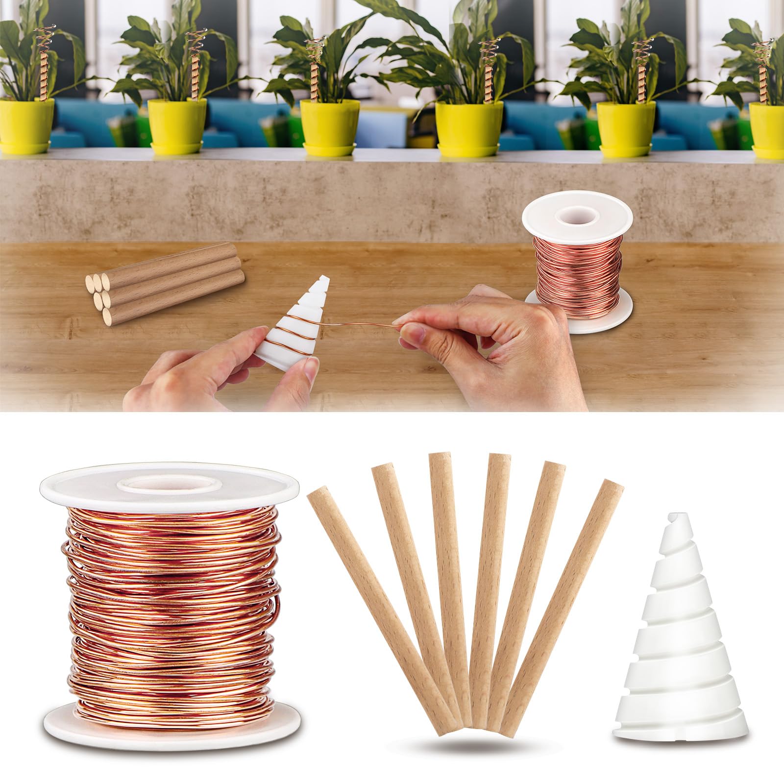 99.9% Pure Copper Wire, With Fibonacci Coil Winding Jig For Electroculture Gardening, Electro Culture Gardening Stake For Growin