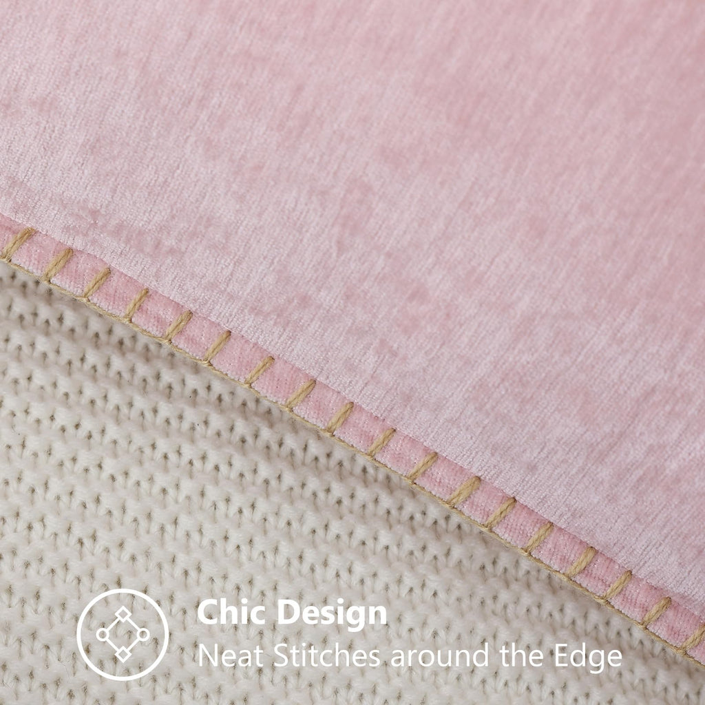 Decoruhome Valentine'S Day Chenille Soft Throw Pillow Covers 24X24 Set Of 2, Farmhouse Velvet Spring Pillow Covers, Decorative Square Pillow Covers With Stitched Edge For Couch Sofa Bed, Blush Pink