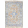 HomeRoots 509465 10 x 13 ft. Blue & Red Oriental Hand Loomed Stain Resistant Rectangle Area Rug with Fringe