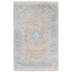 HomeRoots 509465 10 x 13 ft. Blue & Red Oriental Hand Loomed Stain Resistant Rectangle Area Rug with Fringe