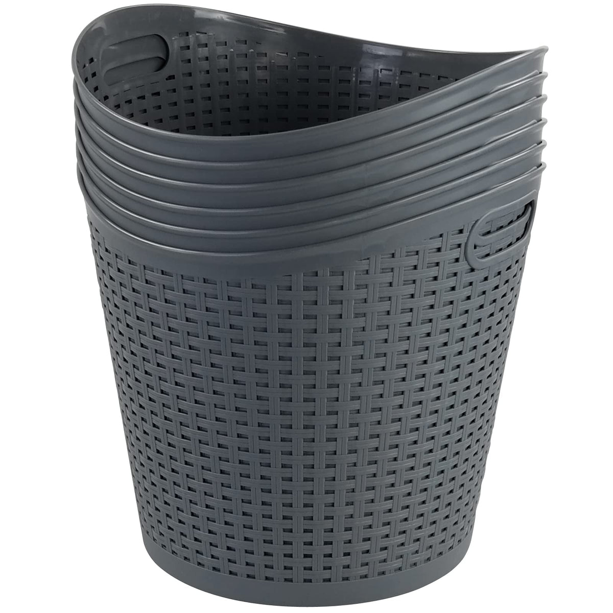 Xowine 6Pack Large Plastic Storage Basket, 30 L Laundry Hamper, Gray