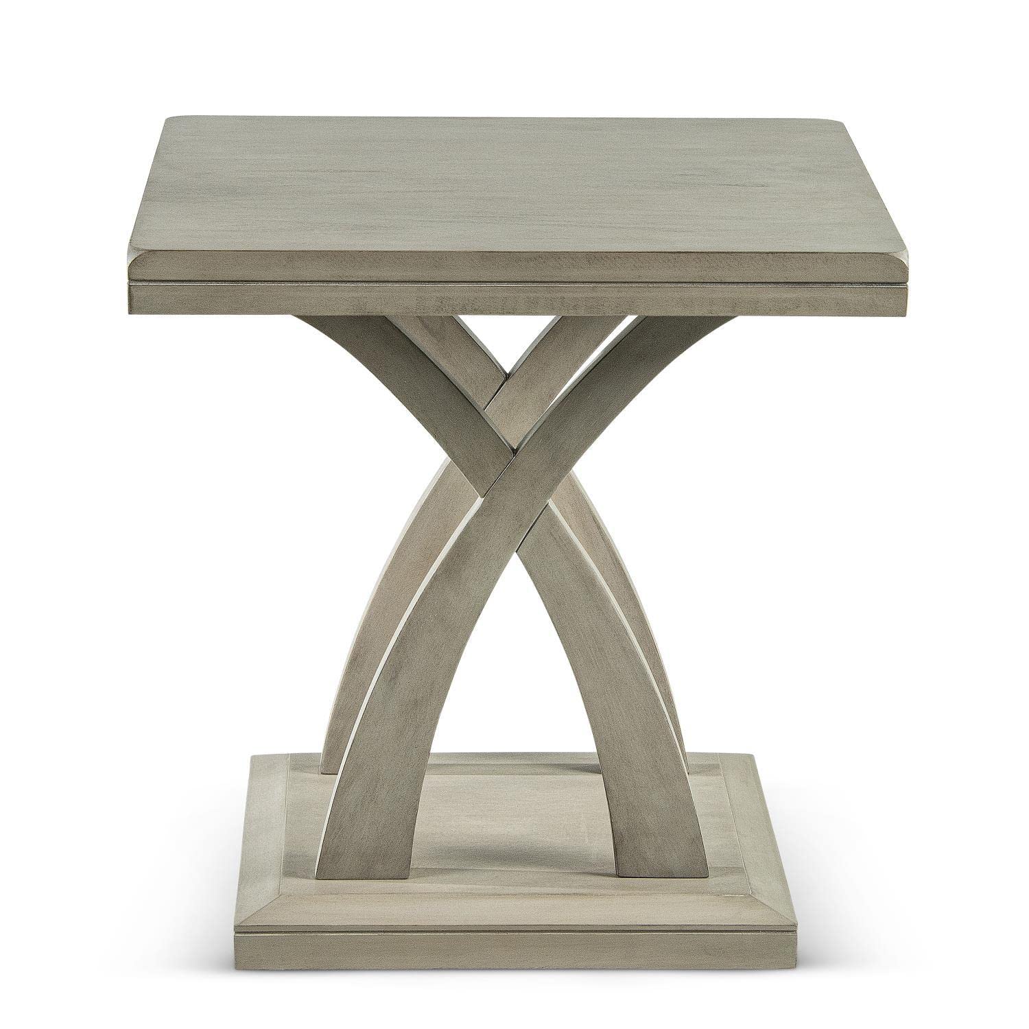 Steve Silver Jocelyn Decorative Base and Double Edge Top, Constructed from Hardwood Solids and Mango Veneers End Table, 24 x 24 x 24, Light Grey