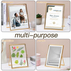 Fixwal Floating Picture Frame Set Of 2, 5 X 7 Tempered Glass Frame For Tabletop Display, Gold Metal Display Frame, For Multi Siz