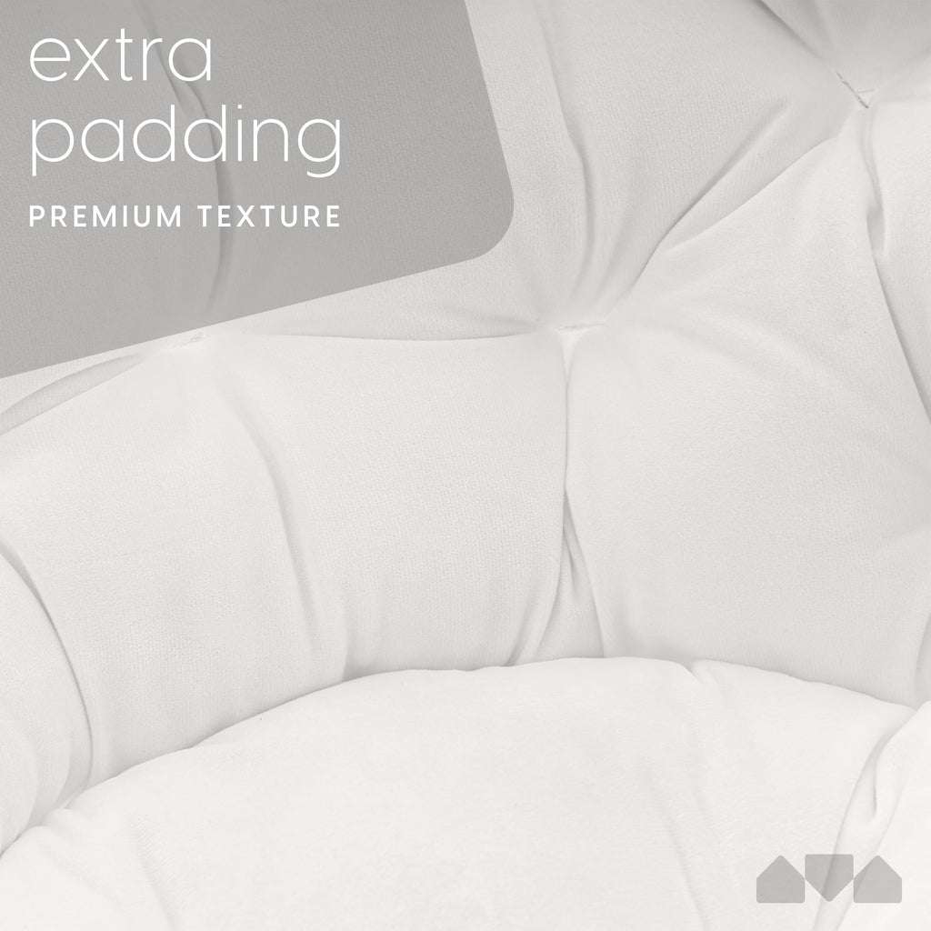 Milliard Cozy Chair/Velour Saucer Accent Chair For Bedroom/X-Large (White/Wood-Tone)