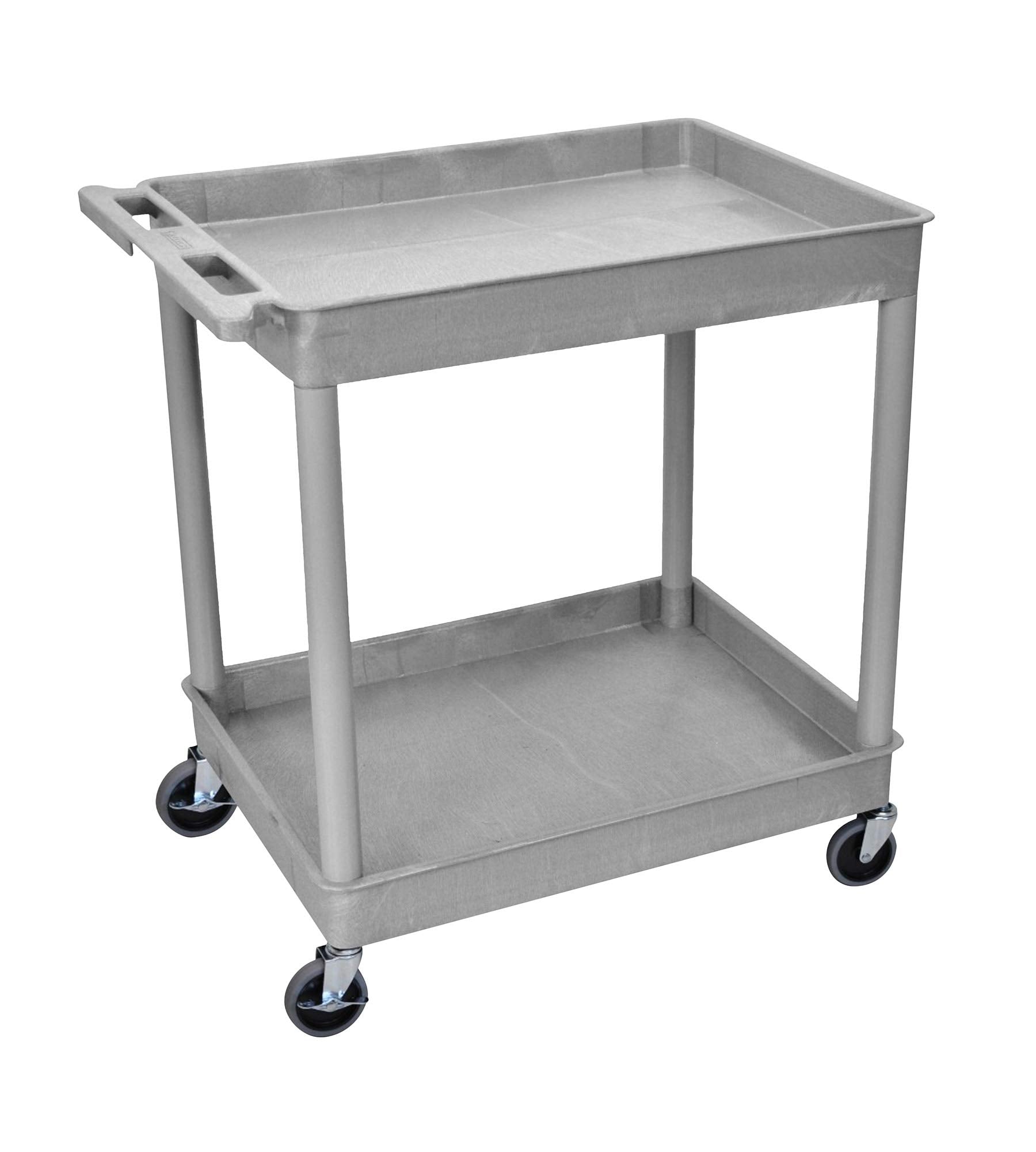 Luxor/H.Wilson 2 Shelf Utility Tub Cart, Gray (TC11-G), 24 L x 32 W x 37 5 H