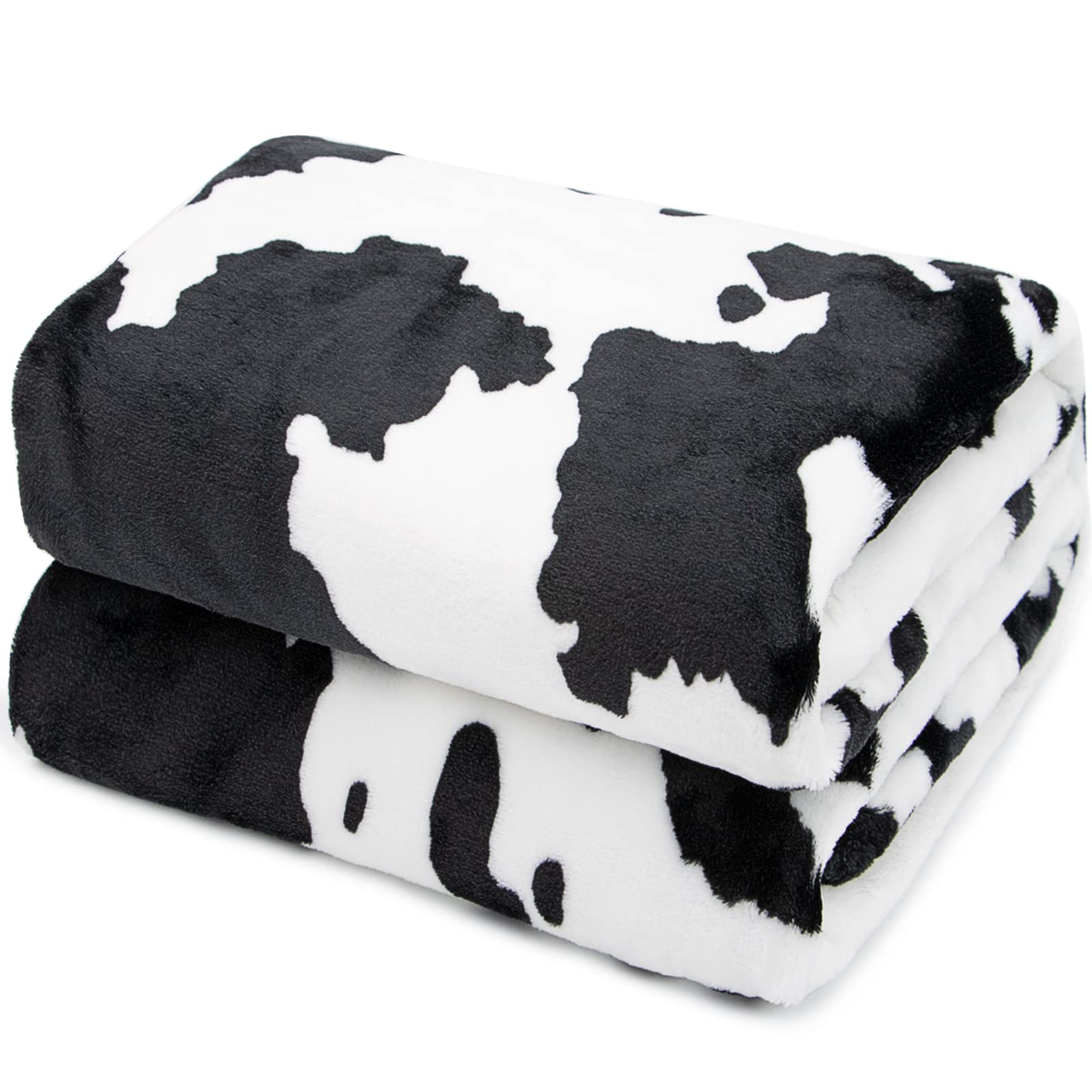Cow Print Blanket Warm Plush Cute Black Cow Throw Blanket Soft Fleece Flannel Lightweight Throw Blankets Sofa Couch Bed Travel C