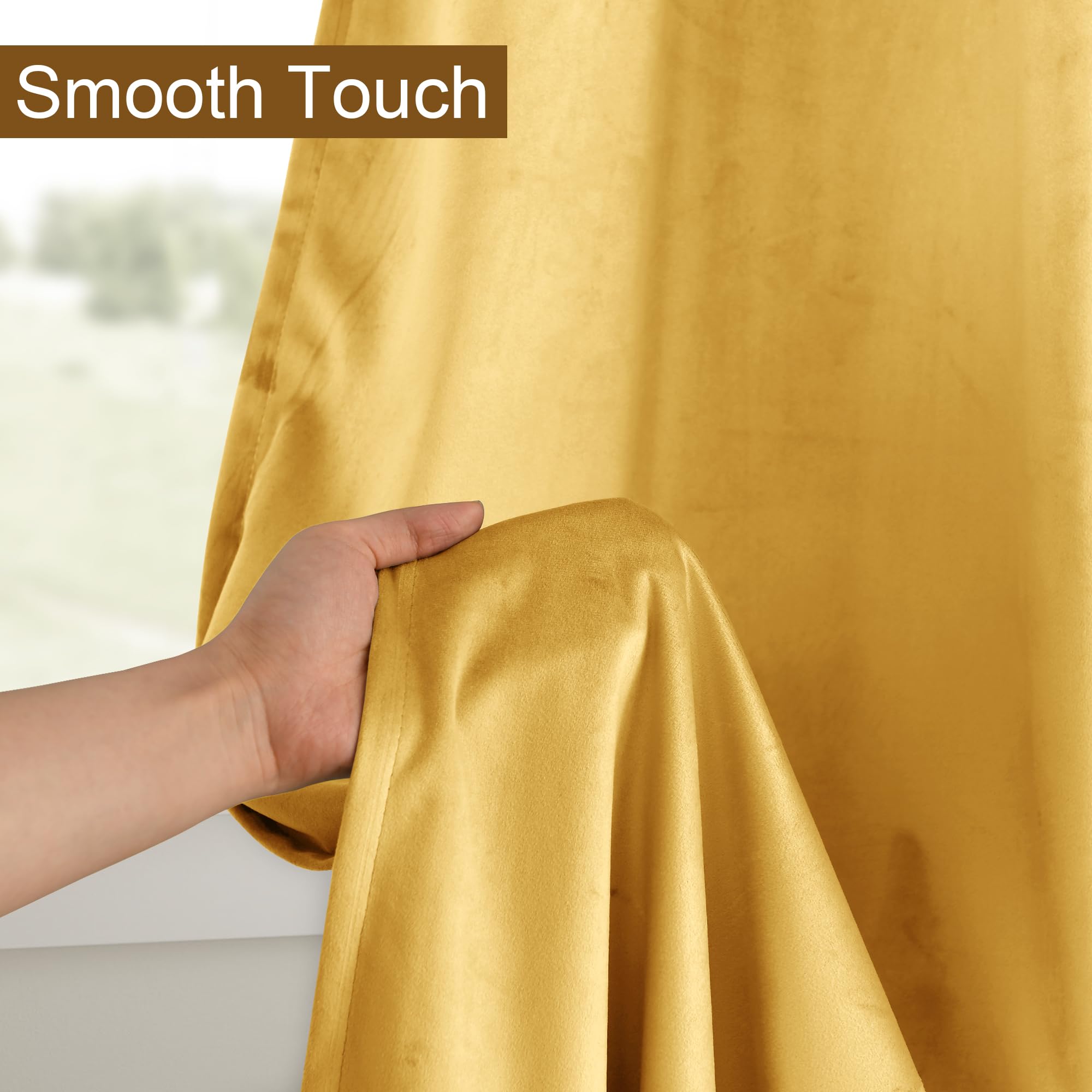Dwcn Velvet Curtains - 120 Inches Long Room Darkening Privacy Protect Window Treatments Thick Grommet Tieable Privacy Drapes For