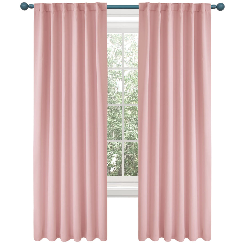Deconovo Extra Long Blackout Curtains, Back Tab And Rod Pocket Thermal Insulated Room Darkening Curtains For Bedroom - 52X108 Inch, Coral Pink, 2 Panels