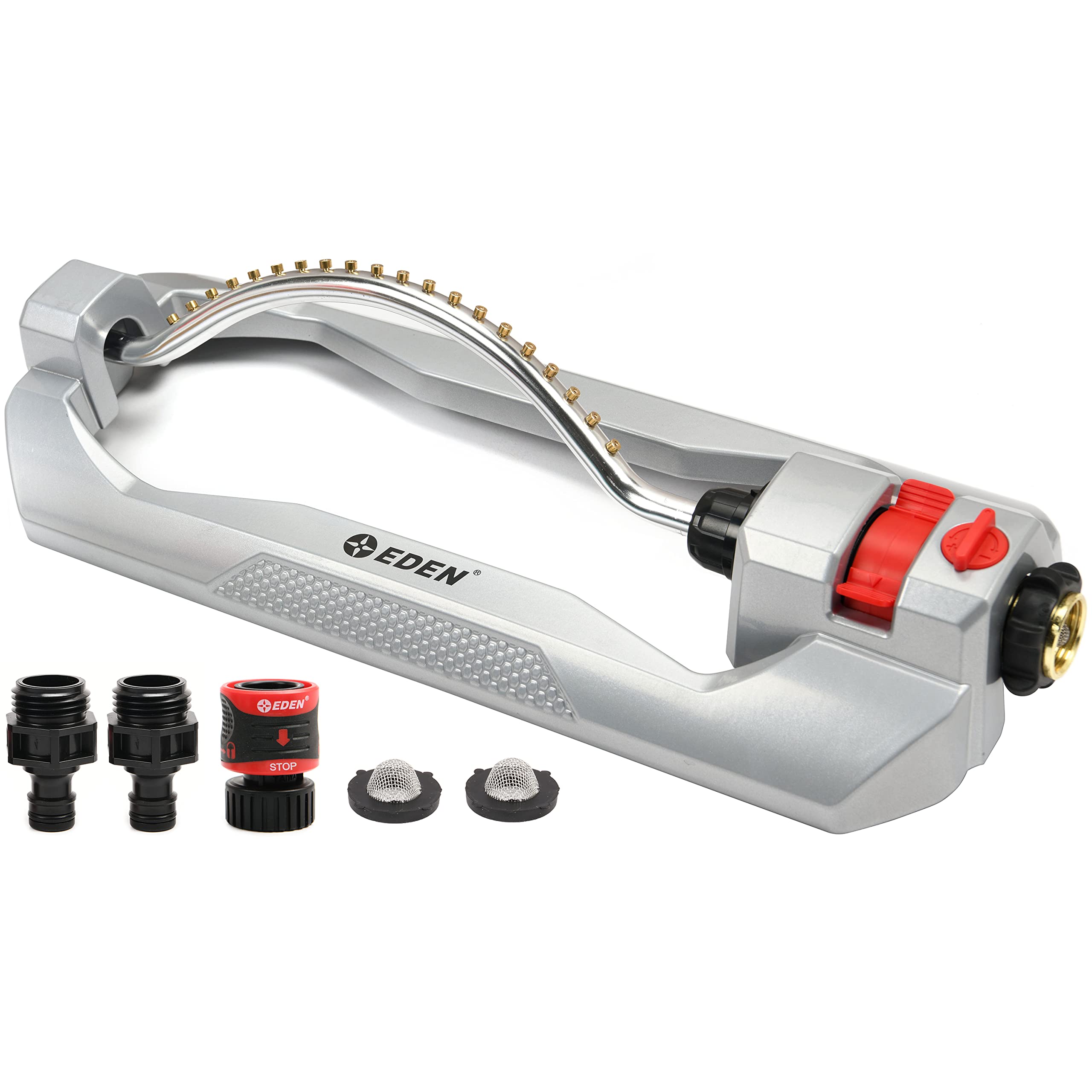 Eden 96215 Metal 2-Way Oscillating Sprinkler For Lawn And Garden W/Quick Connect Starter Set