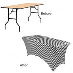 Your Chair Covers - 8 Ft Rectangular Fitted Spandex Tablecloths, Stretch Elastic Table Cover For Long Patio, Party, Birthday, Vendor Table - Black And White Checkered