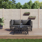 vidaXL Modern 3 Piece Patio Lounge Set - Anthracite Steel Frame with Woven Fabric -Comfortable Garden Outdoor Lounge Set with Cushions - Flexible and Sturdy