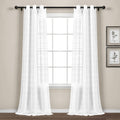 Lush Decor Farmhouse Textured Grommet Sheer Window Curtain Panel Pair, 38'W X 95'L, Bleach White