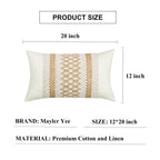 Mayler Yee Throw Pillow Covers 12 X 20 Inch 1Pc For Farmhouse Living Room, Cotton & Burlap Textured Striped Woven Boho Pillow Co