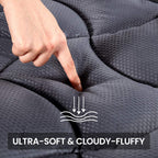 Sleep Zone Full Size Cooling Mattress Pad For Double Bed, Premium Zoned Quilted Mattress Topper, Wrap Around Mattress Protector Cover, Machine Wash Durable, Deep Pocket 8-21 Inch (Grey, Full)