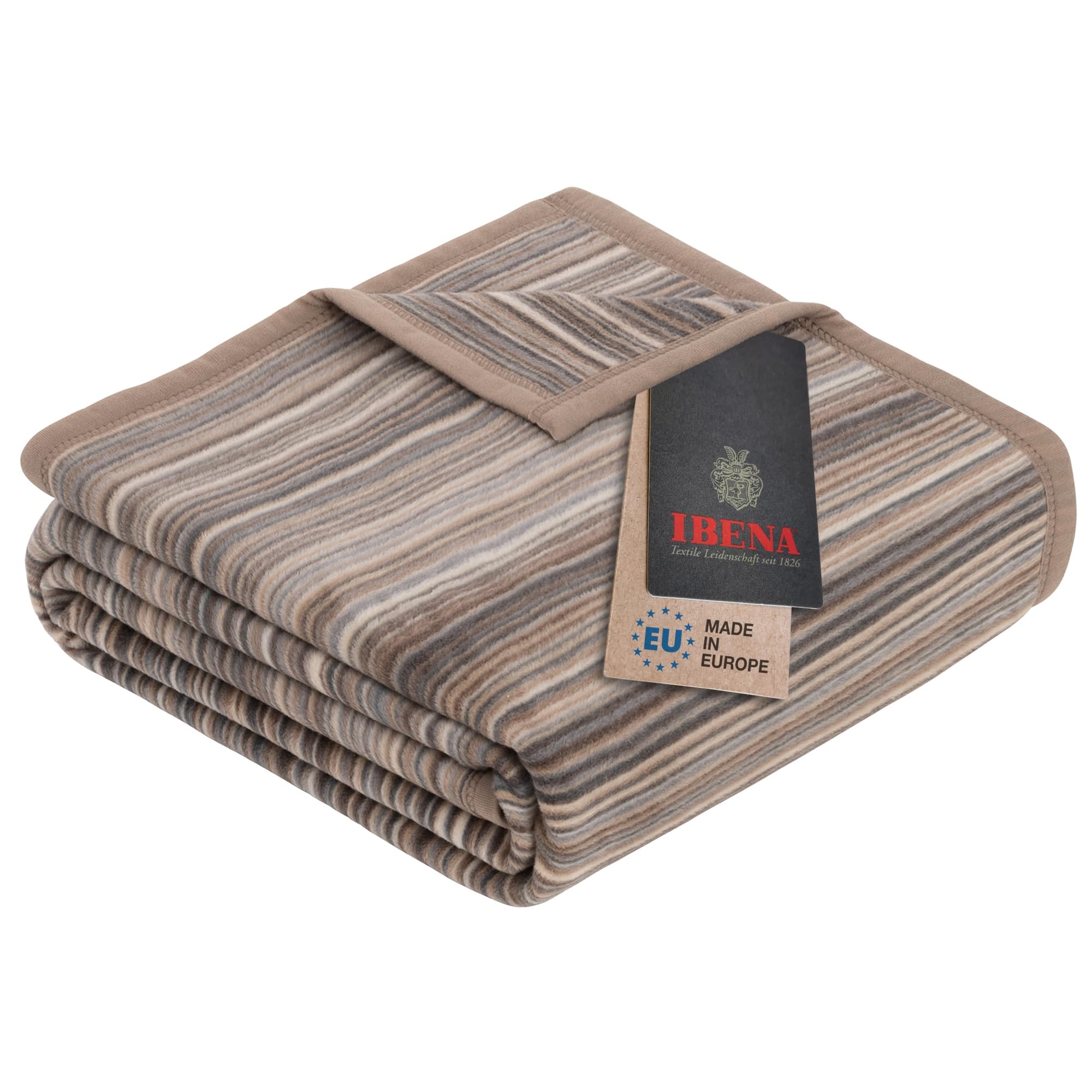 Ibena Happy Stripes Soft Cotton Blend Throw Blanket Malang Brown