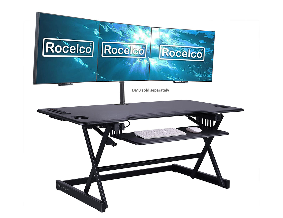 Rocelco DADR Standing Desk Converter Bundle, 46&quot;, Black