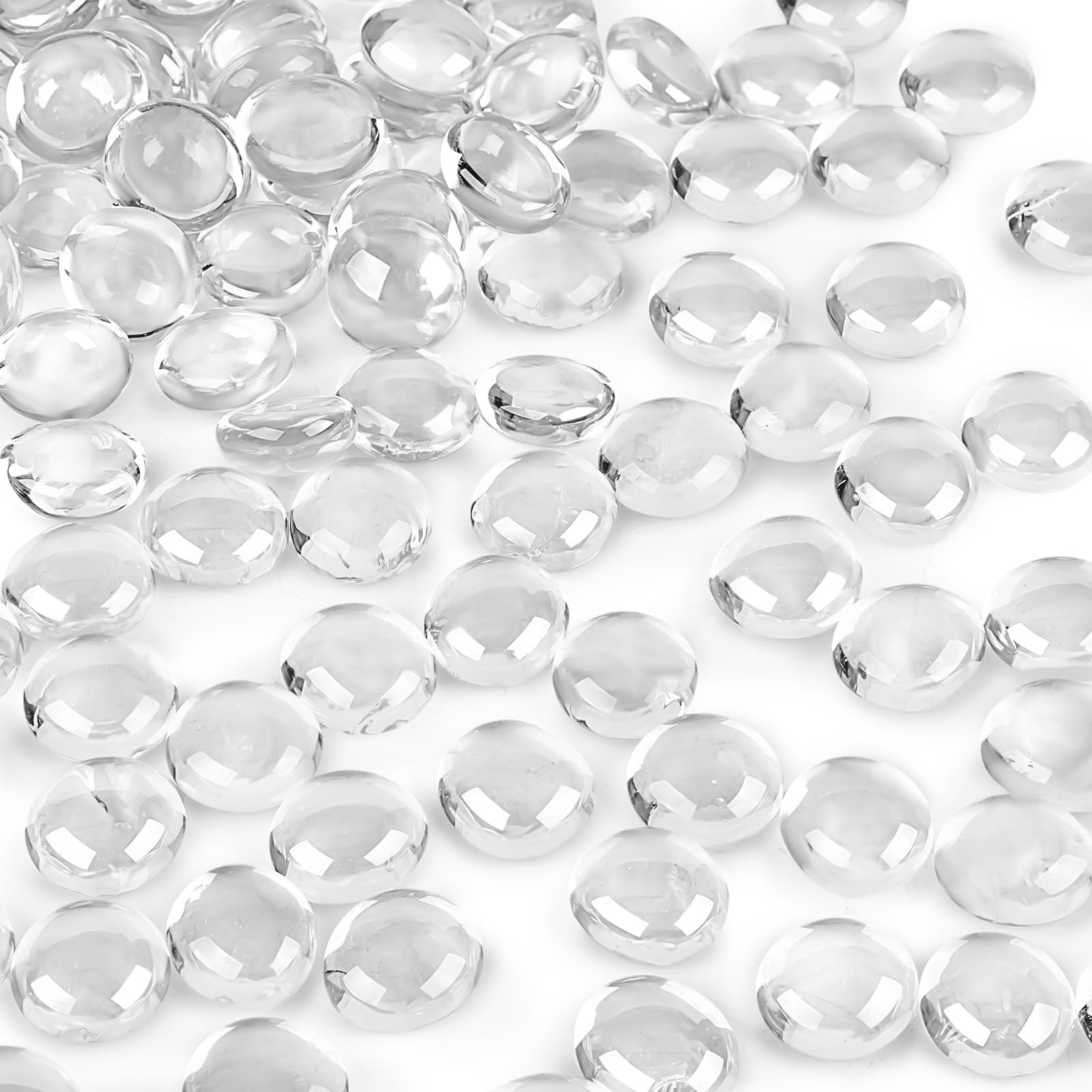 DomeStar 2LB Clear Flat Glass Marbles, Clear Glass Beads Decorative Gem Pebbles Mancala Stones for Vase Filler Table Scatter Hom