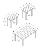 Monarch Specialties 7843P Table, 3pcs Set, Coffee, End, Side, Accent, Living Room, Laminate, Grey Marble Look, Black, Transitional Set-3Pcs Top, 44' L x 22' W x 14.75' H