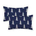 Cxmeifly Christmas Pillow Covers 12X20 Inch Set Of 2 Navy Blue Cream Christmas Tree Decor Throw Pillows Winter Xmas Holiday Outd