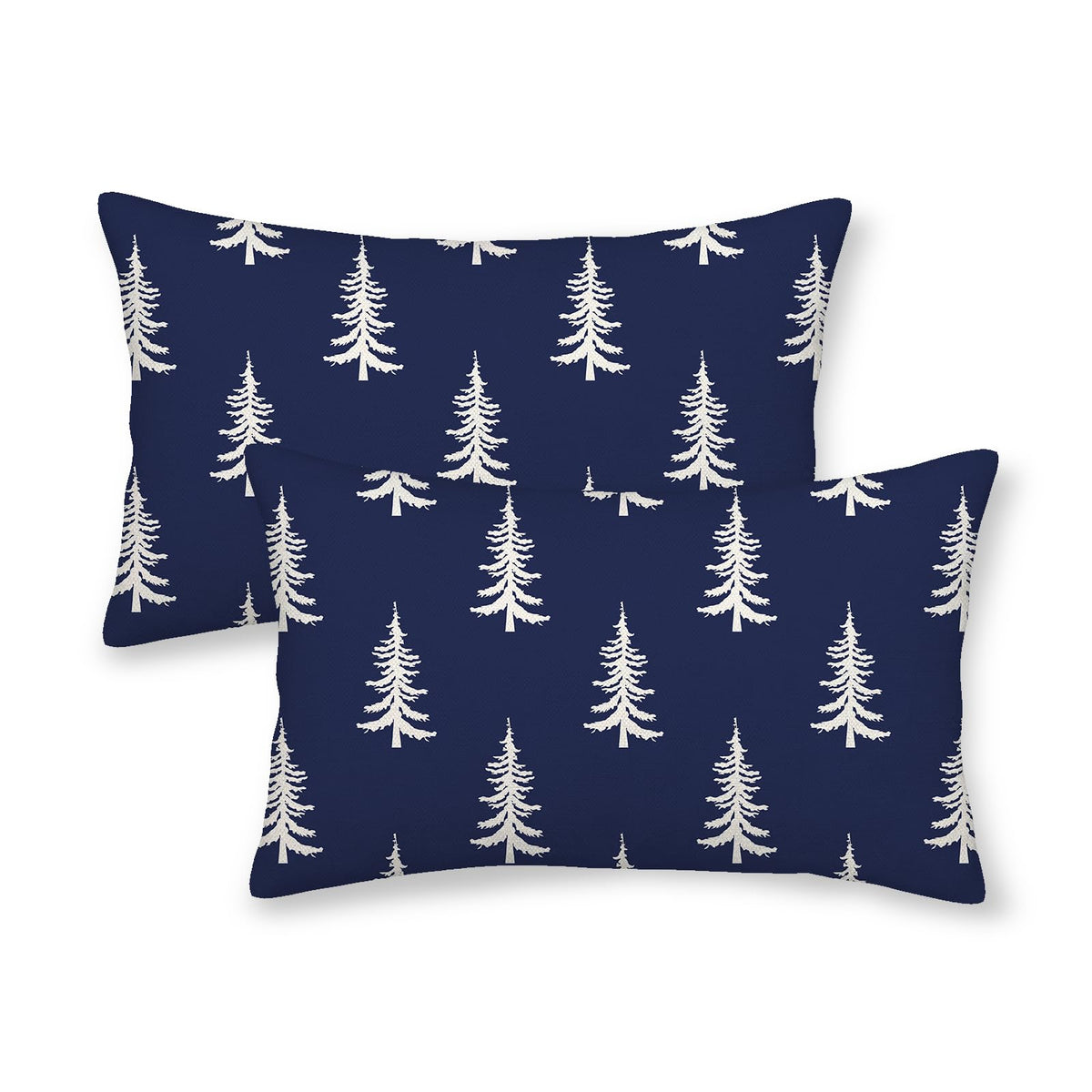 Cxmeifly Christmas Pillow Covers 12X20 Inch Set Of 2 Navy Blue Cream Christmas Tree Decor Throw Pillows Winter Xmas Holiday Outd