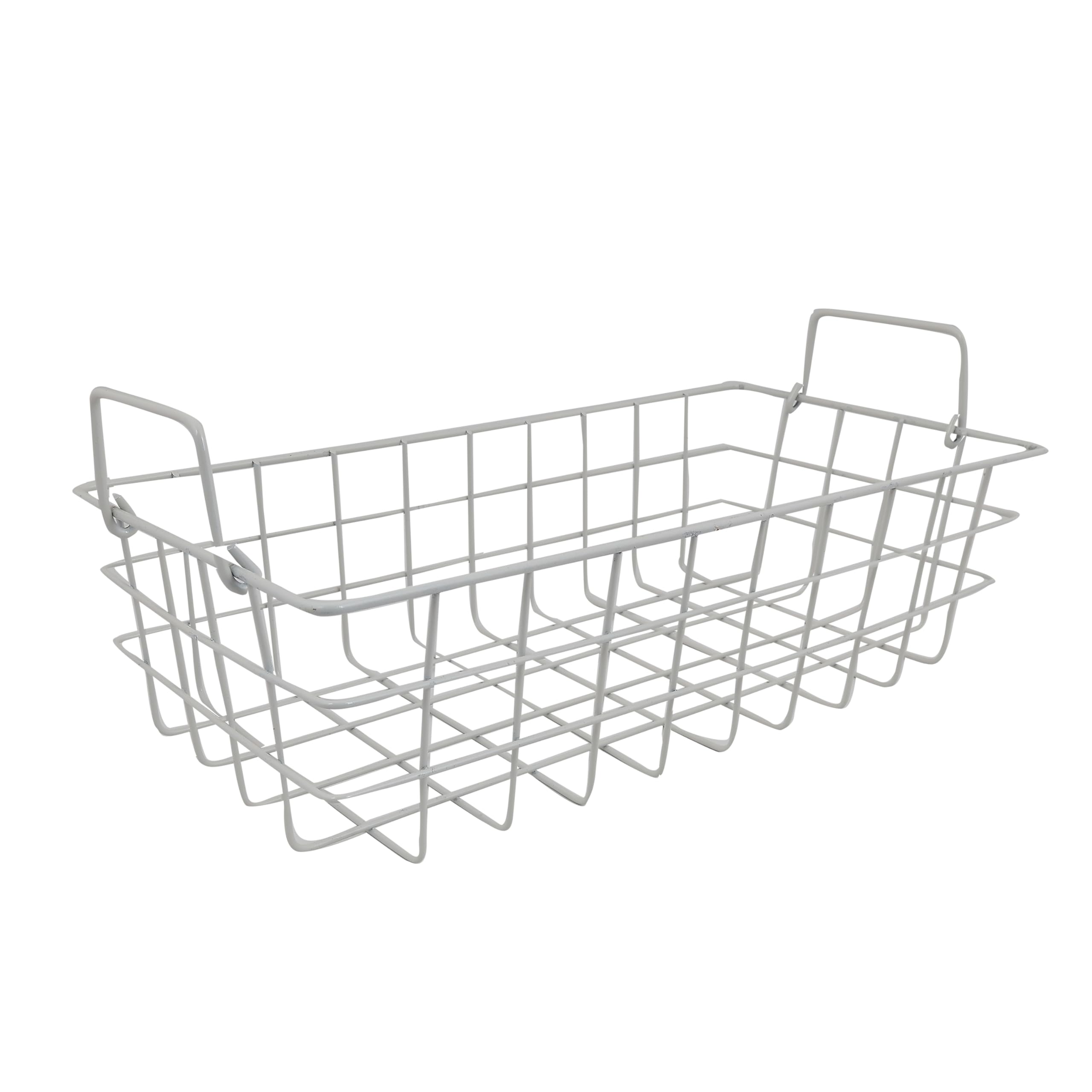 Wire Storage Basket Caddy, Metal Organiser With Handles, White